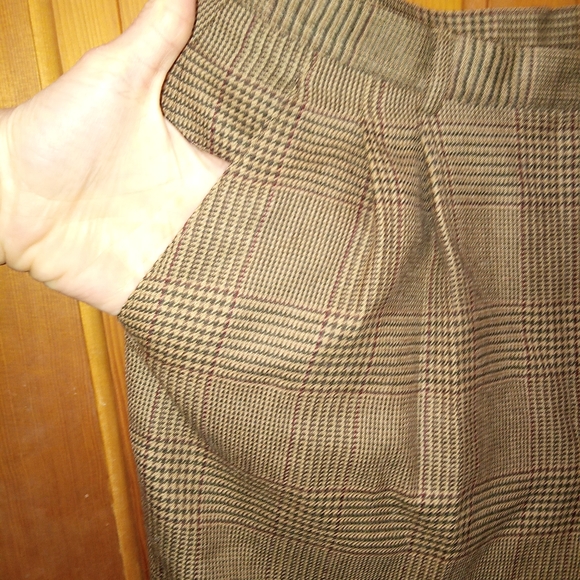 Lauren Ralph Lauren 100% wool brown herringbone pants size 12 - Picture 3 of 5
